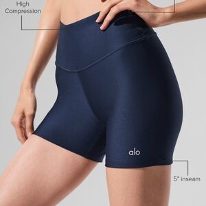 ALO Yoga Navy High-Rise Compression Bike Shorts